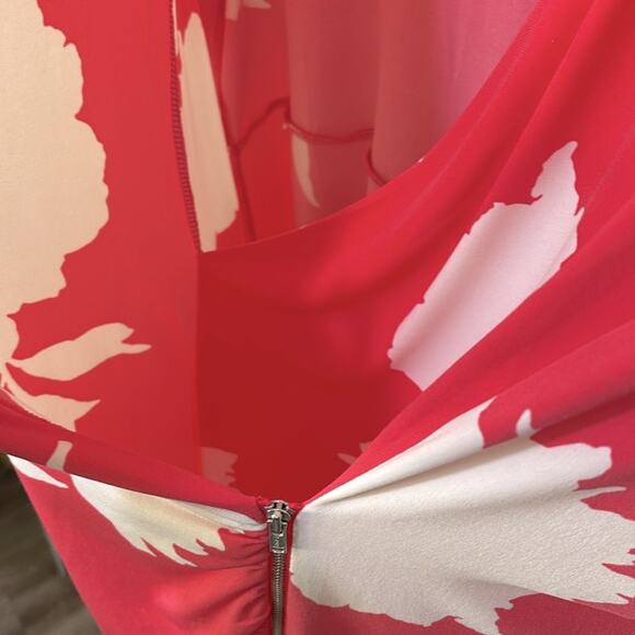 Alfani blouse faux wrap 3/4 sleeve flower print white pink Sz 2X excellent used - Picture 5 of 7